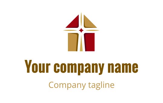 Maroon cross with gold accents and brown details, representing the church industry.