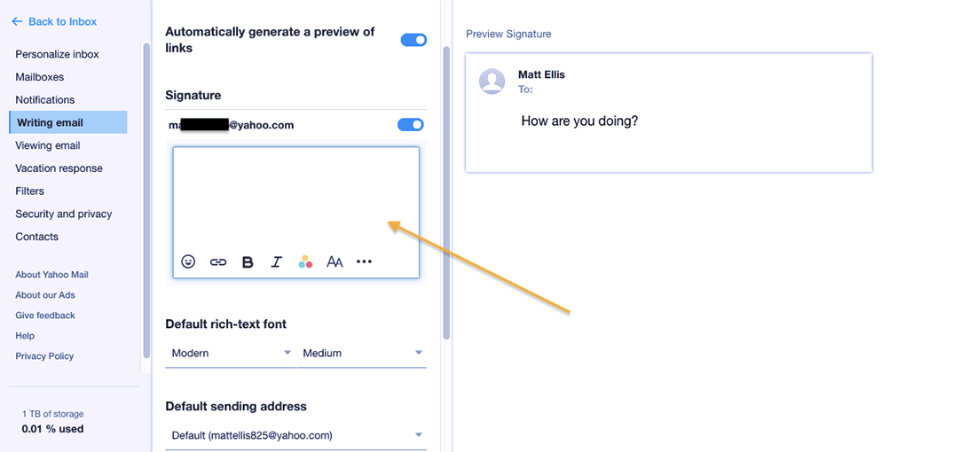 Comment créer une signature de courriel avec Yahoo Comment créer une signature de courriel avec Yahoo