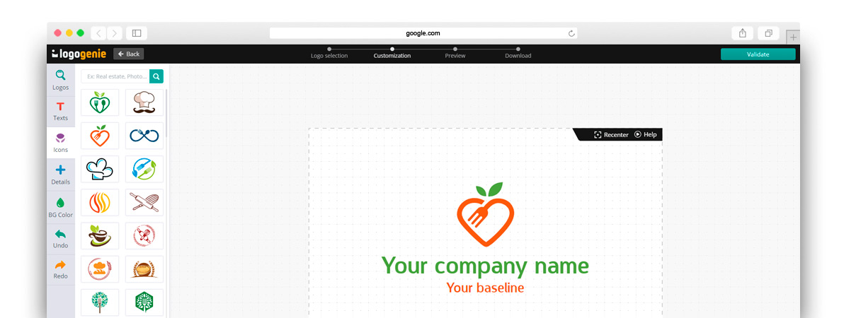 Le créateur de logo alimentaire de logogenie Le créateur de logo alimentaire de logogenie