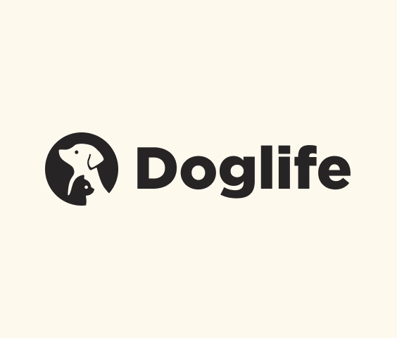 Minimal dog logo with circular pet icon