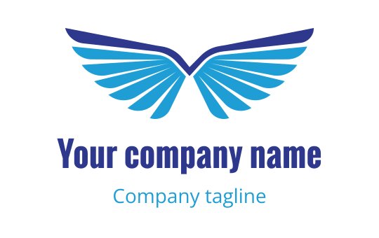 Navy and blue logo featuring a stylized wing, representing a church community.