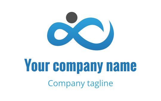 Modern blue infinity logo design with a circular accent