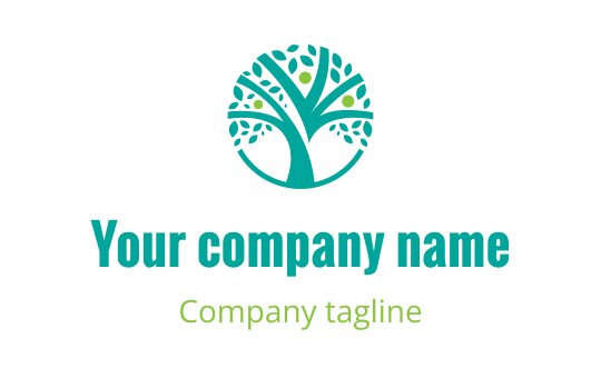 Modern tree logo design with vibrant green leaves and rounded branches