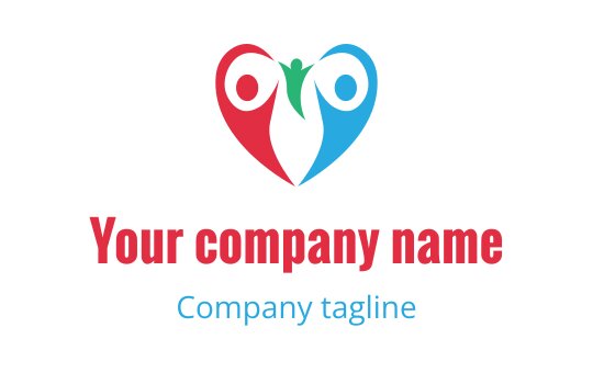 Colorful heart logo design featuring two figures in red and blue