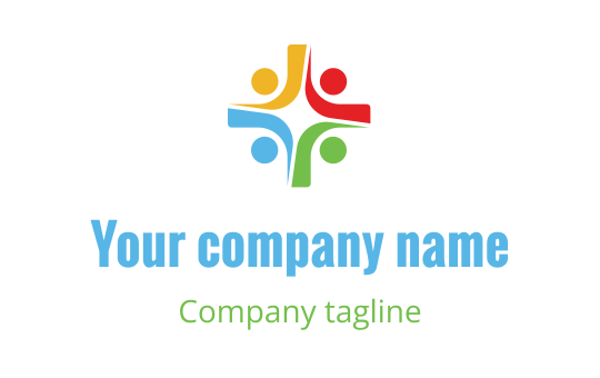 Cross industry logo featuring stylized figures in gold, red, lime, and blue colors.