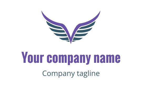 Teal and purple logo featuring stylized angel wings for the angel industry.