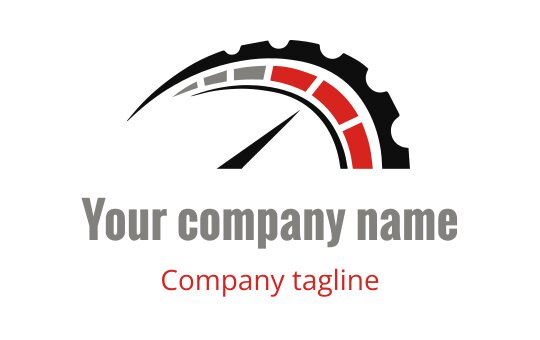 Bold logo design featuring a speedometer in black, red, and gray for the religion and spirituality sector
