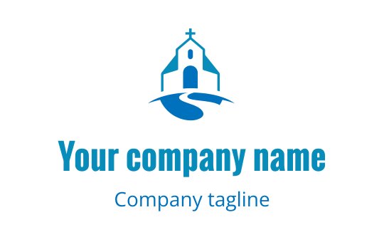 Teal logo featuring a cross symbol, representing the church industry.