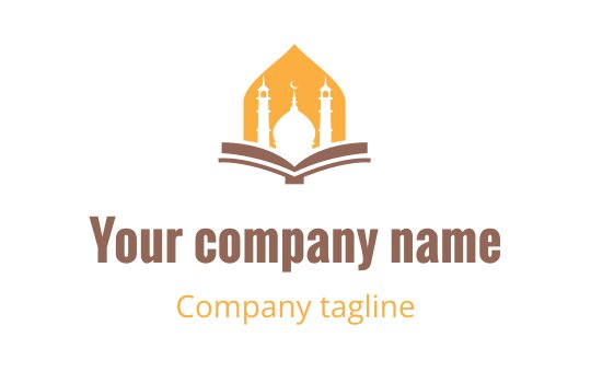 Gold and brown logo featuring a stylized mosque, representing the Islamic industry.