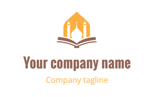 Gold and brown logo featuring a stylized mosque, representing the Islamic industry.