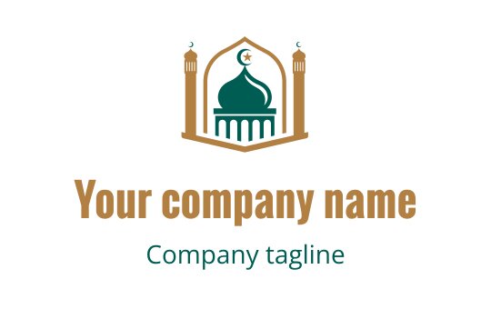 Teal mosque silhouette with gold accents, representing the Islamic community.
