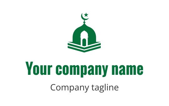 Green logo featuring a stylized mosque, representing the Islamic industry.