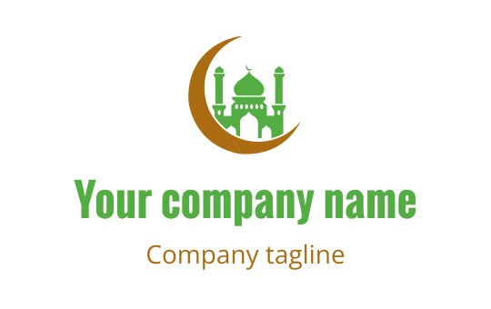 Mosque logo featuring a brown silhouette with lime accents, representing the Islamic industry.