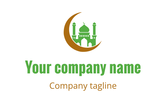 Mosque logo featuring a brown silhouette with lime accents, representing the Islamic industry.