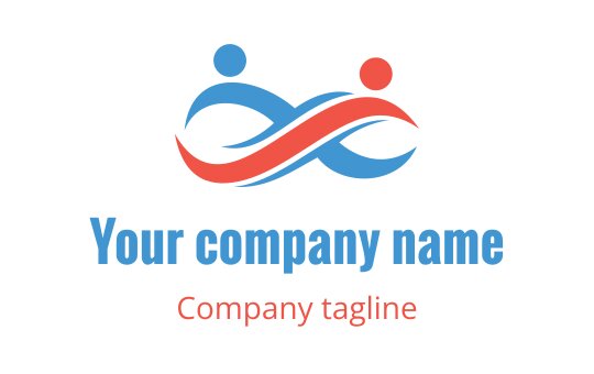 Modern logo design featuring two abstract figures in blue and red
