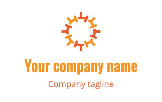 Colorful circular logo design with interlocking shapes in orange and yellow