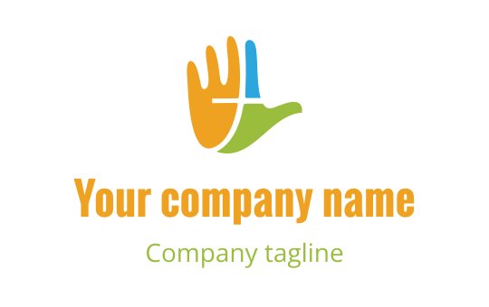 Christian-themed logo featuring hands in blue and gold colors.